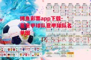 博鱼彩票app下载-意意甲球队意甲球队名单图